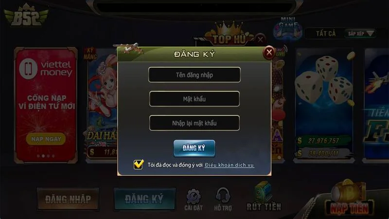 Đăng ký tham gia để hòa nhập cùng cộng đồng B52club